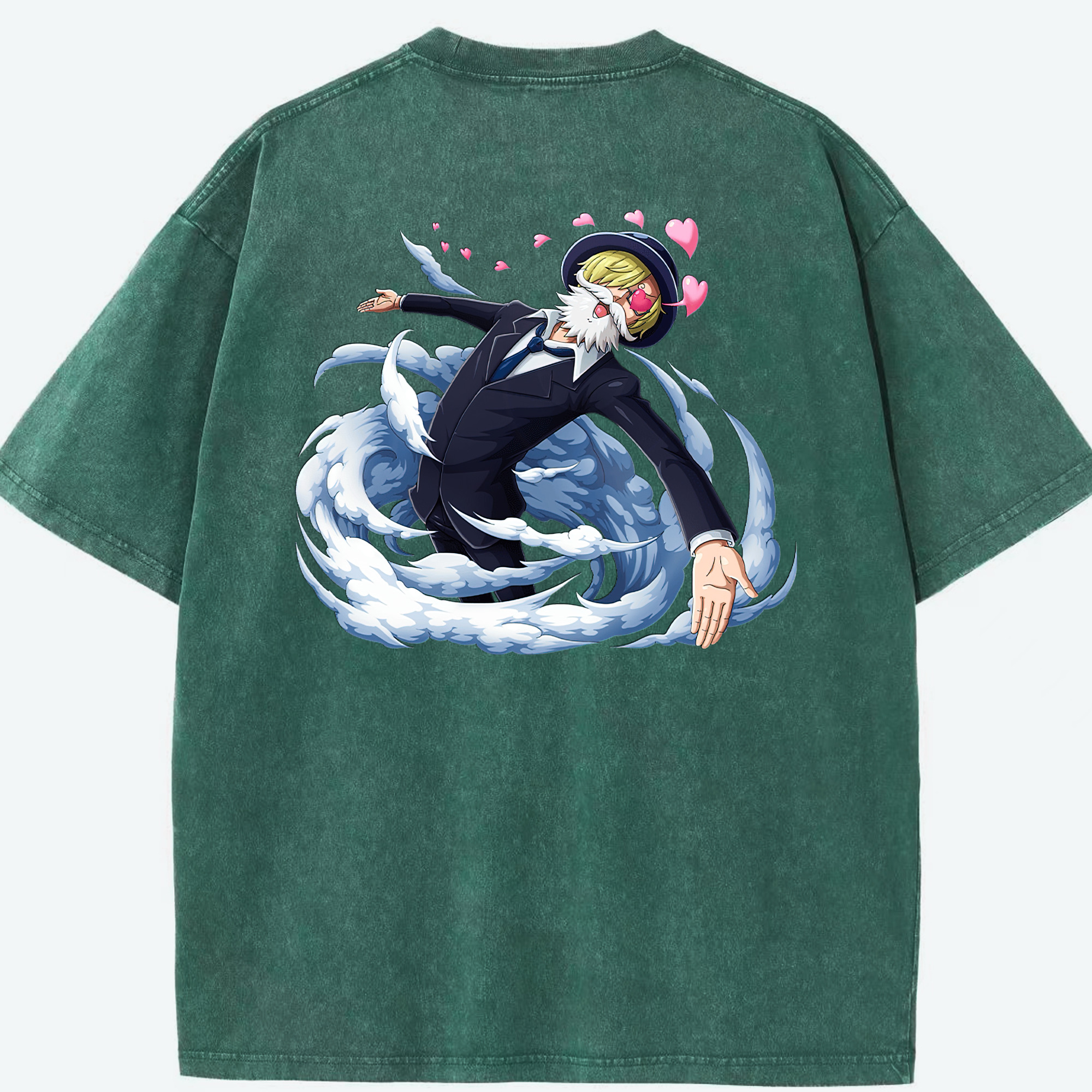 ワンピース サンジ ONE PIECE Sanji 綿100% ヴィンテージ風 半袖Tシャツ（背面プリント）